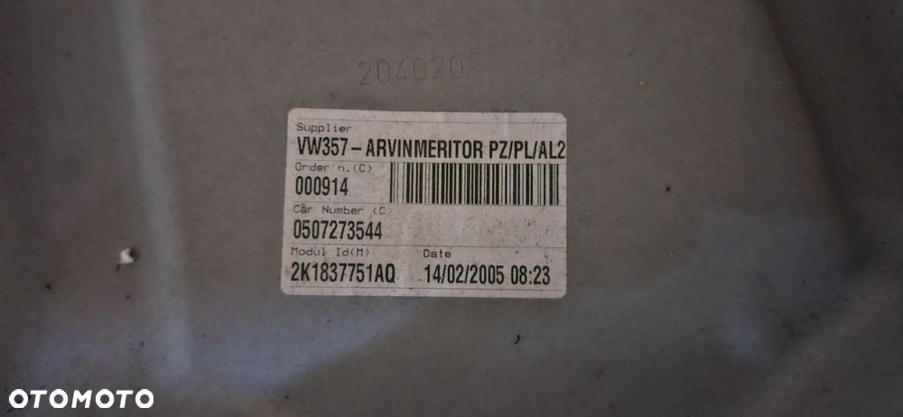 VW Caddy 2K III 2003- Plansza drzwi przednia lewa Podnośnik szyby przód lewy Silniczek podnośnika Głośnik drzwi Moduł Sterownik 1K0959793C 1T0959701 EUROPA - 2