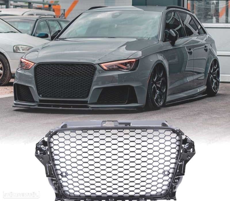 GRELHA AUDI A3 8V 12-16 LOOK RS3 PRETO BRILHANTE - 1