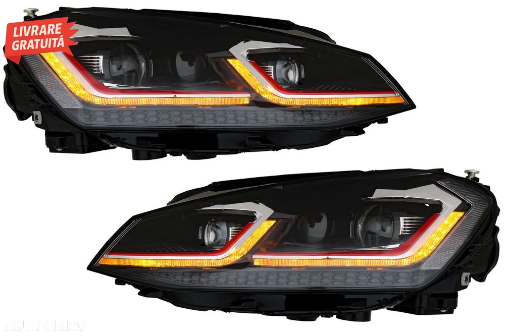 Faruri LED Bi-xenon Look VW Golf 7 VII (2012-2017) Facelift G7.5 GTI Design cu Sem- livrare gratuita - 4