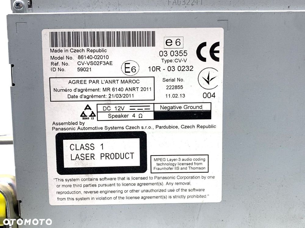 RADIO  TOYOTA AURIS (_E18_) 2012 - 2018 1.6 (ZRE181_, ZRE185_) 97 kW [132 KM] benzyna 2012 - 2018 - 4