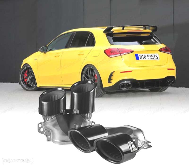 PONTEIRAS DE ESCAPE MERCEDES CLASE A W177 CLA W118 18- LOOK AMG A45 PRETO - 1