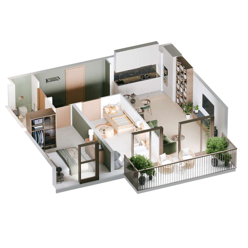 3 pokoje, 56,40 m², 1 piętro, Harmony Garden