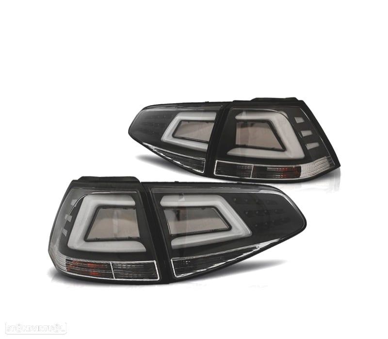 FAROLINS TRASEIROS PARA VOLKSWAGEN VW GOLF 7 12-17 LIGHTBAR FUNDO PRETO - 1