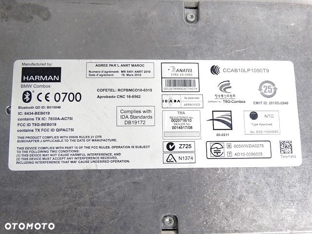 BMW Bluetooth Telematic USA F01 F06 F07 F10 F12 F13 F25 F30 USA Moduł Sterownik COMBOX TELEMATIK BN2010 BE B015  HARMAN 84109257153 9257153 84102447928 2447928  84109251739 84109244191 84109234954 84109228423 - 6