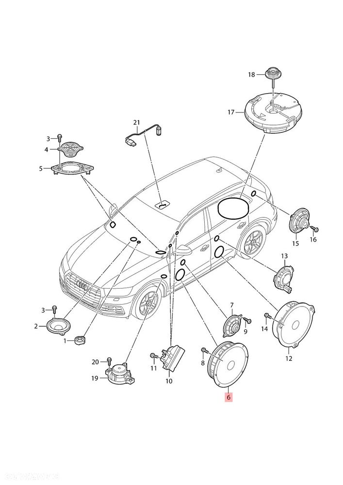 Audio AUDI Q5 80A 80A035297 GŁOŚNIK DRZWI PRZÓD BANG OLUFSEN / ORYGINAŁ - 2