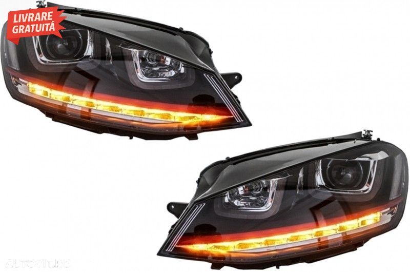 Ansamblu Faruri 3D Semnal Dinamic LED cu Grila VW Golf 7 VII (2012-201 - 7