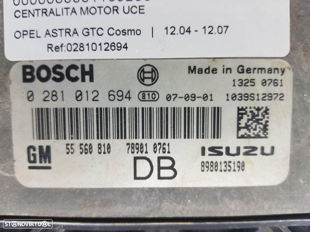 CENTRALINA DO MOTOR UCE OPEL ASTRA H GTC - 1