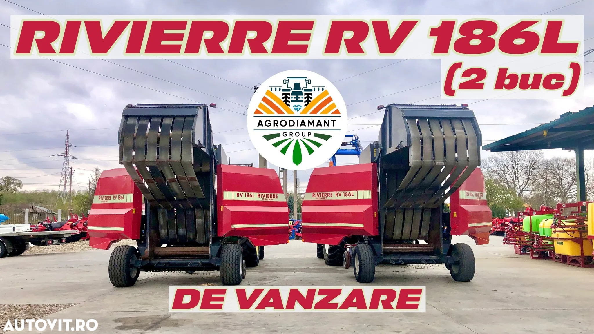 Altul 2 Prese baloti rotunzi Rivierre RV186L pe curele / 80CP - 2