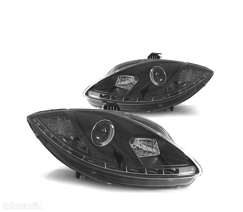 FARÓIS SEAT LEON ALTEA 09-12 TRU DRL LUZ DIURNA REAL FUNDO PRETO - 1