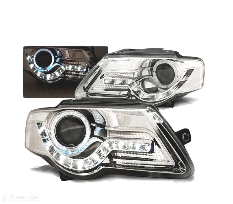 FARÓIS VOLKSWAGEN VW PASSAT B6 3C 05-10 DAYLIGHT ANGEL CROMADO - 2