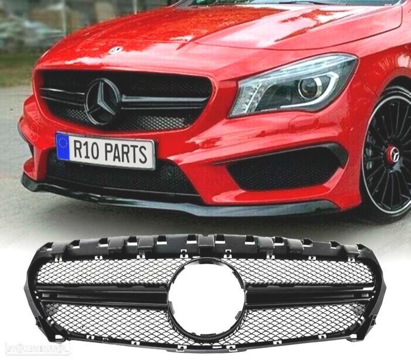 GRELHA FRONTAL MERCEDES CLA W117 13-16 LOOK AMG PRETO BRILHO - 1