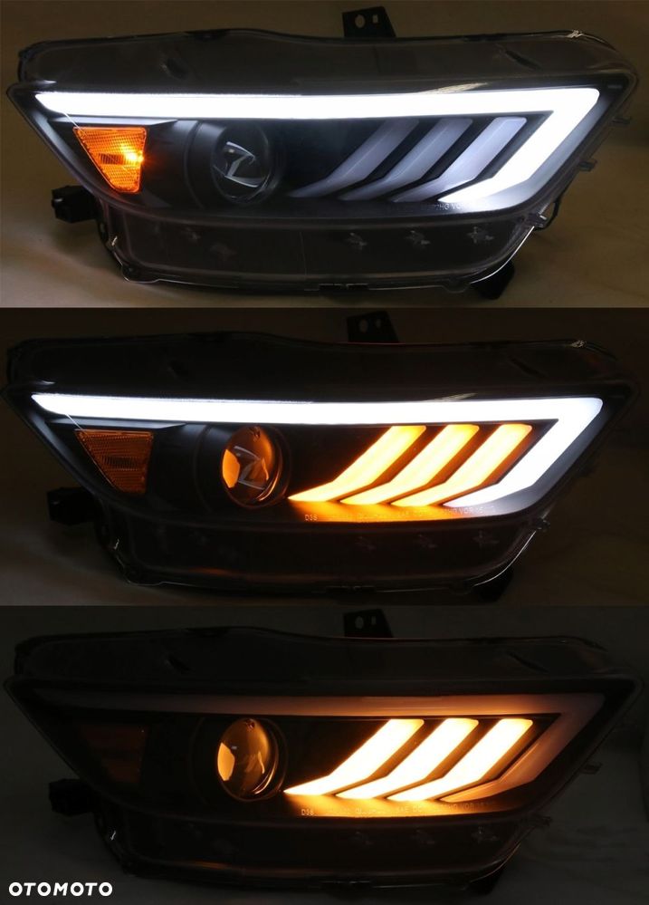 reflektor lampa kpl xenon led neon tuning black ford mustang vi 6 2015-2018 - 2