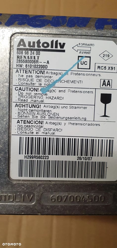 Moduł Sensor Airbag Poduszek Renault Laguna III 285580006R - 5