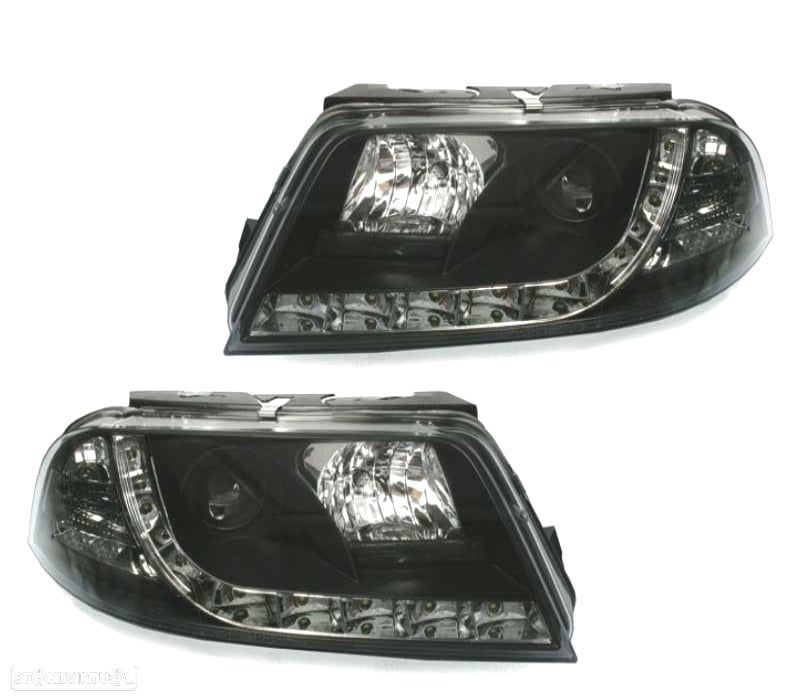 FARÓIS FRENTE LUZ DIURNA PARA VOLKSWAGEN VW PASSAT3BG 00-05 FUNDO PRETO - 1
