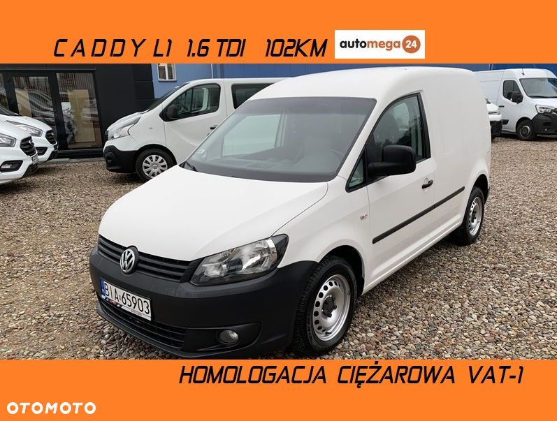 Volkswagen CADDY L1 1.6 TDI 102KM Boczne drzwi przesuwne, Tylne drzwi skrzydłowe, Homologacja cięż. VAT1, Duża ładowność 741kg, na resorach! (nie sprężyny!)  Hak 1500kg Opony Zimowe - 2