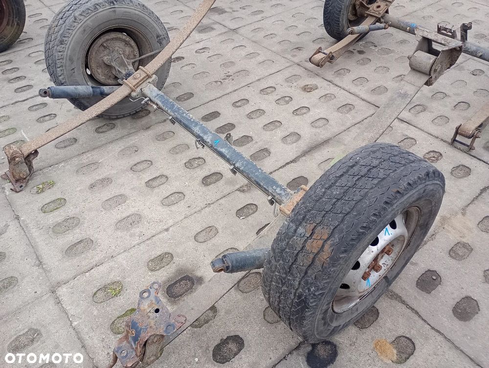Belka tylna zwieszenia z kołami resorami na przyczepkę wózek jednoosiówka SAM z BUSA - 5