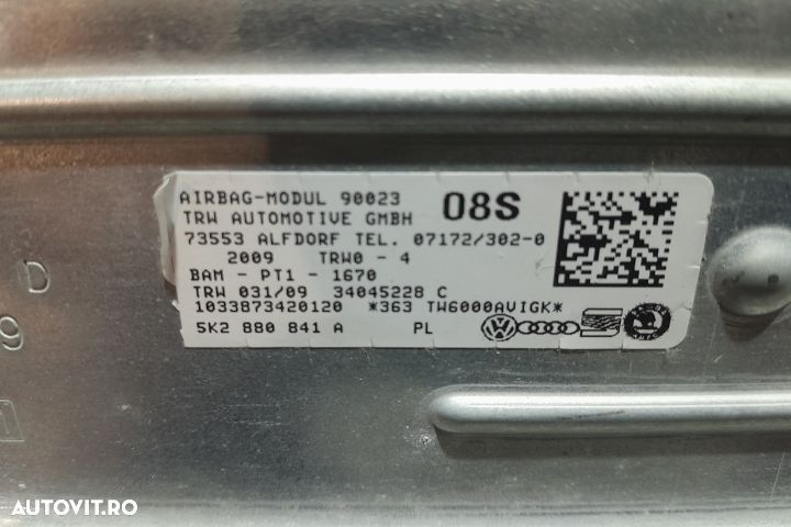 AIRBAG PASSAGER 5K2880841A 5K2880841A Volkswagen VW Golf 6 [2008 - 20 - 4