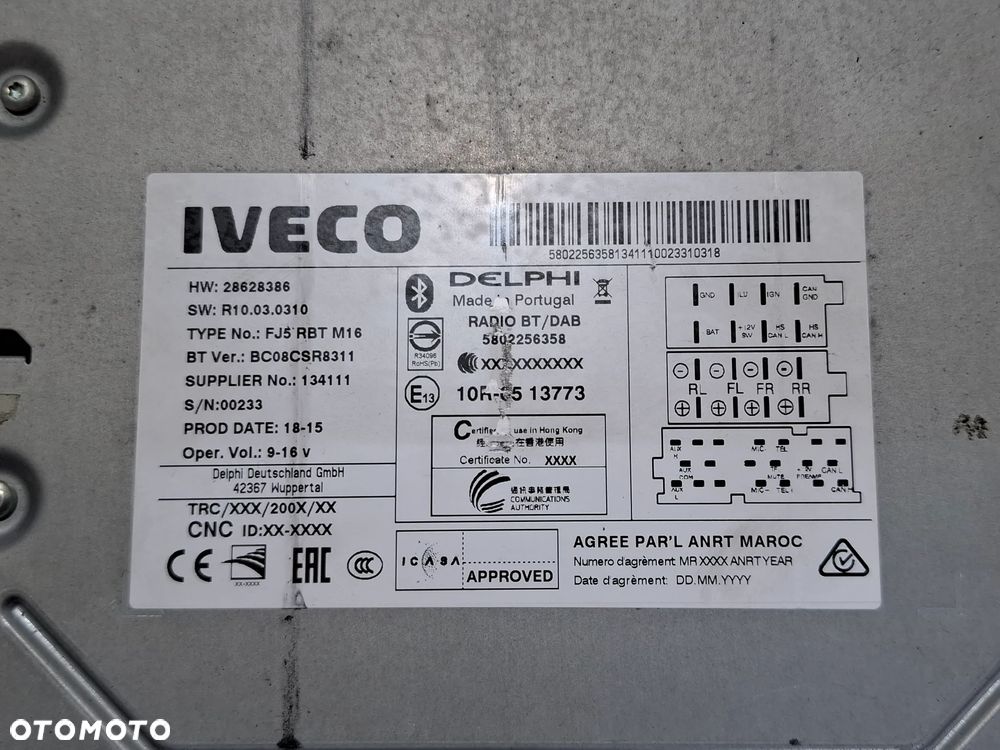 Radio CD IVECO Daily 2018 rok nr 28628386 - 2