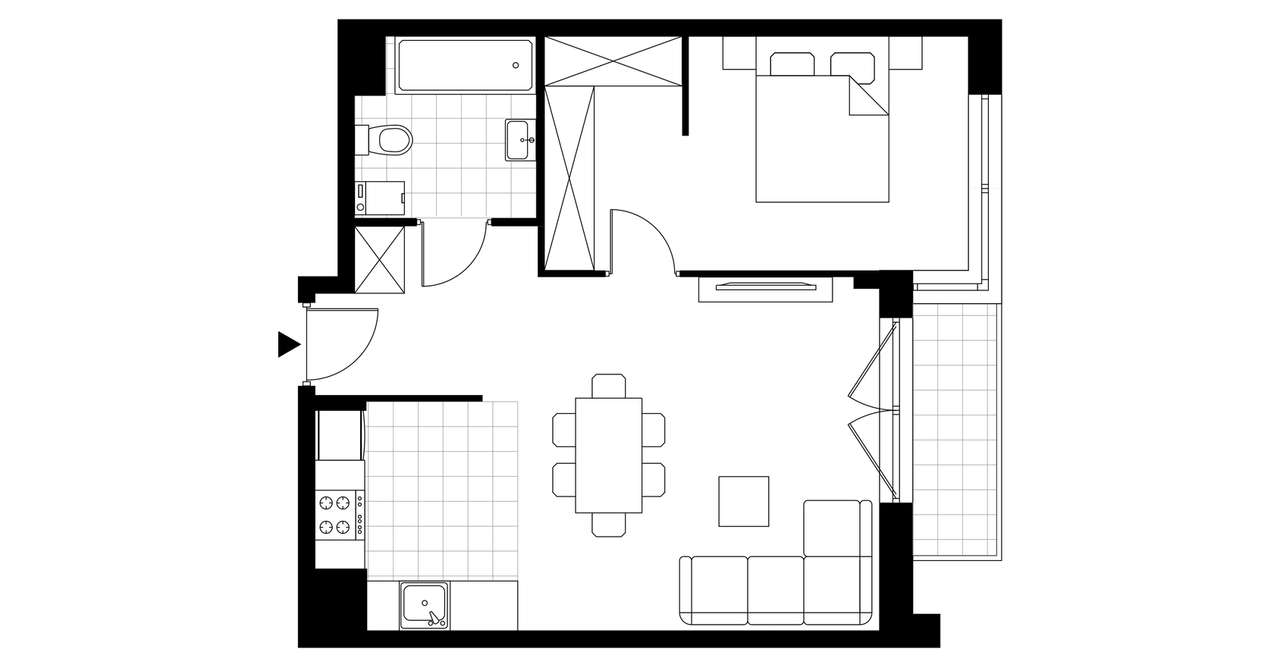 2-pokojowe mieszkanie 45m2 + balkon - Pełny obrazek: 3/16