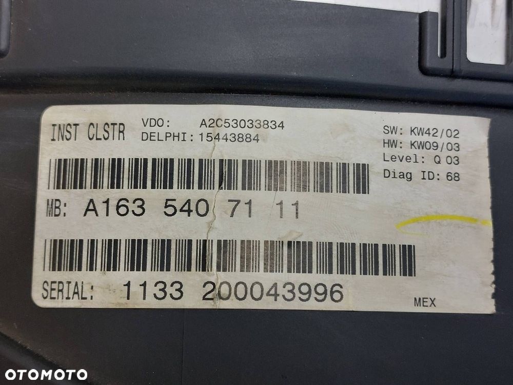 LICZNIK ZEGARY MERCEDES-BENZ W163 ML 400 CDI 4.0 CDI 1635407111 - 4