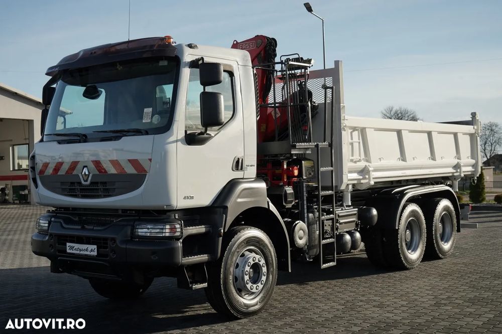 Renault KERAX 410 / 6x4 / BASCULĂ + HDS FASSI F150 / platformă hidroizolatoare / BORDMATIC / anvelope 100% / graifer - 9
