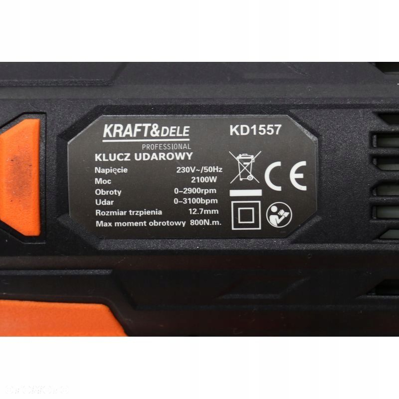 ELEKTRYCZNY KLUCZ UDAROWY 2100W 800Nm 1/2" WALIZKA 3 NASADKI KRAFT KD1557 - 12