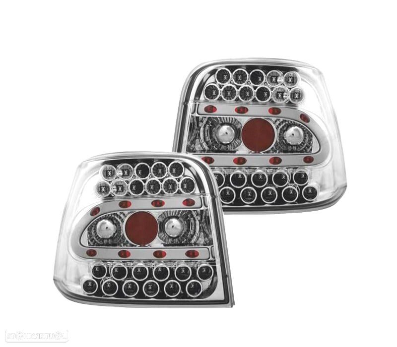 FAROLINS TRASEIROS LED GOLF 4 MK IV 97-03 FUNDO CROMADO - 1
