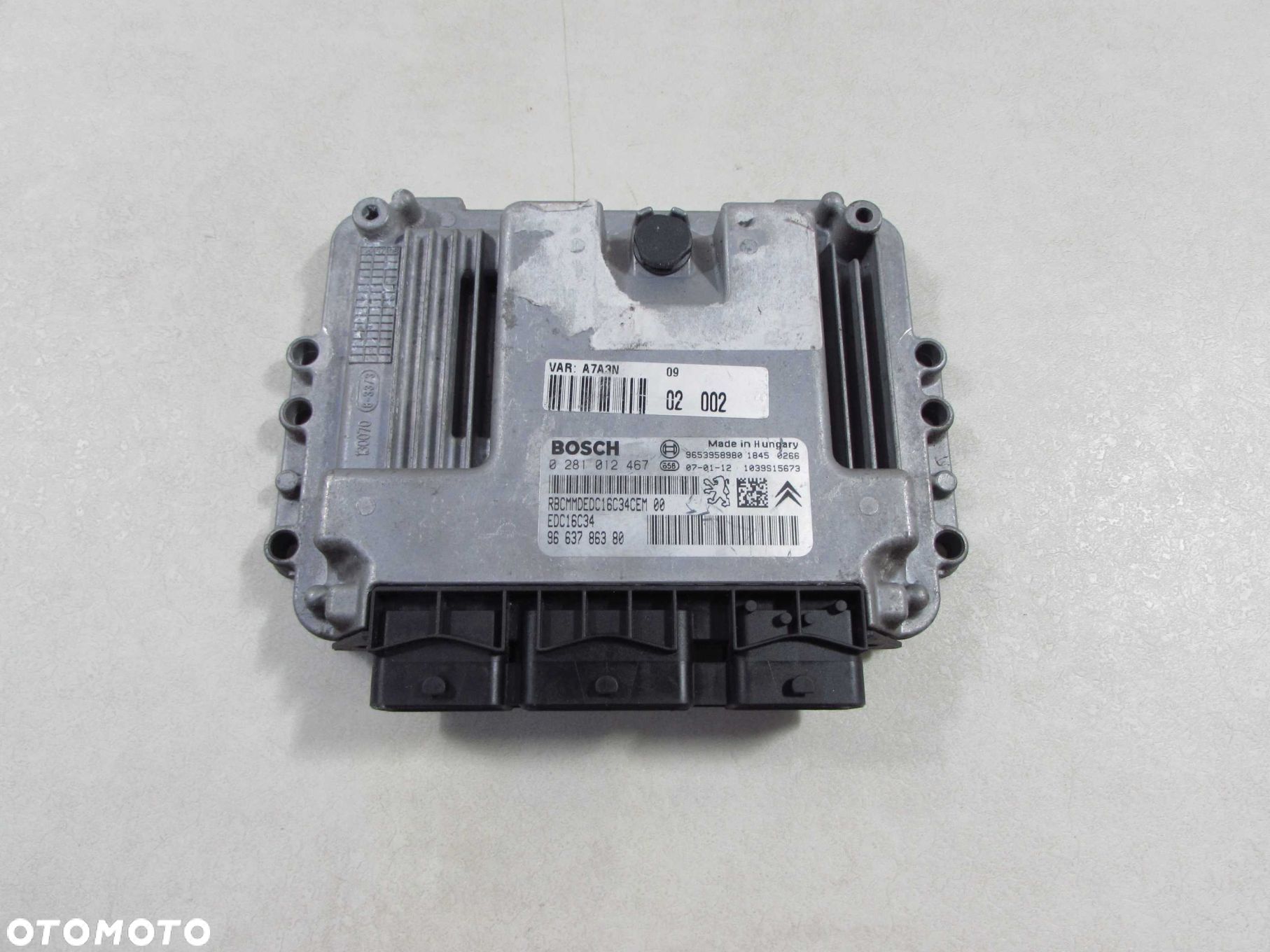 PEUGEOT CITROEN 1.6 HDI KOMPUTER STEROWNIK SILNIKA 0281012467 9663786380 - 1