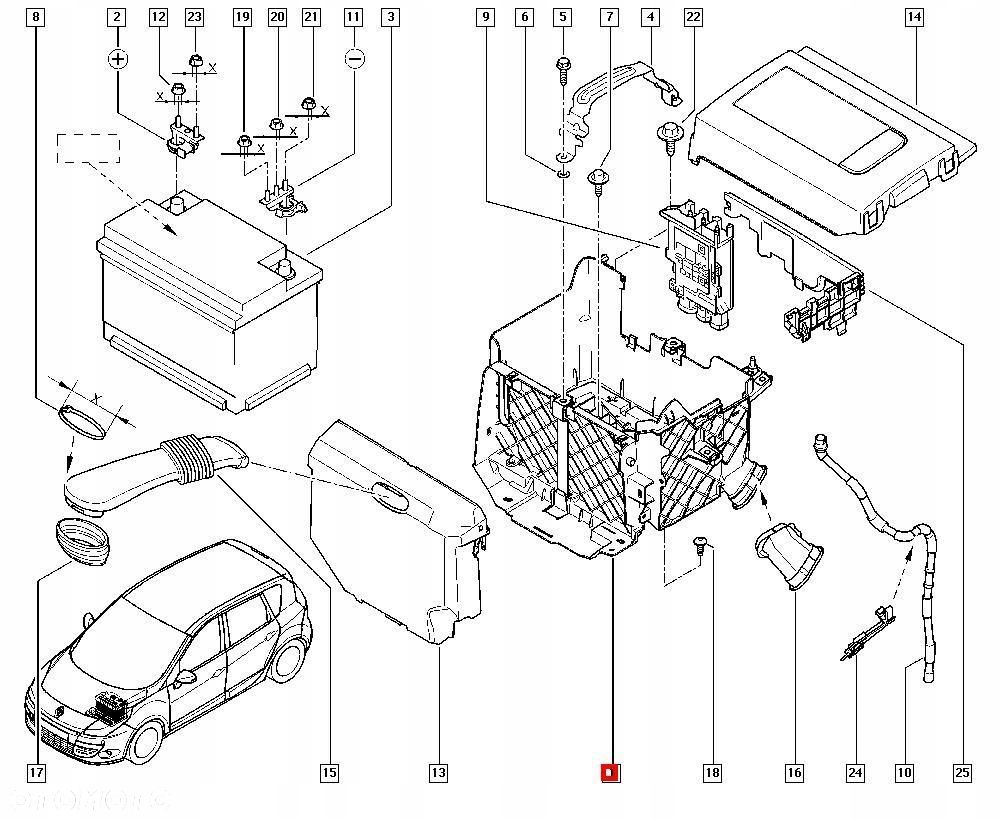 OBUDOWA PODSTAWA AKUMULATORA RENAULT SCENIC III 2.0 DCI 244460003R - 12