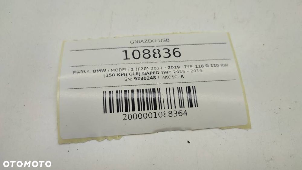 GNIAZDO WTYCZKA USB BMW F20 F21 F30 F83 R55 R56 R60 MINI 9230248 - 4