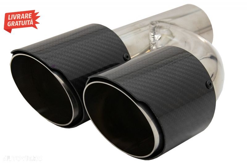 Difuzor Bara Spate si Ornamente toba Carbon Fiber Finisaj Lucios Audi A4 B8 Faceli- livrare gratuita - 9