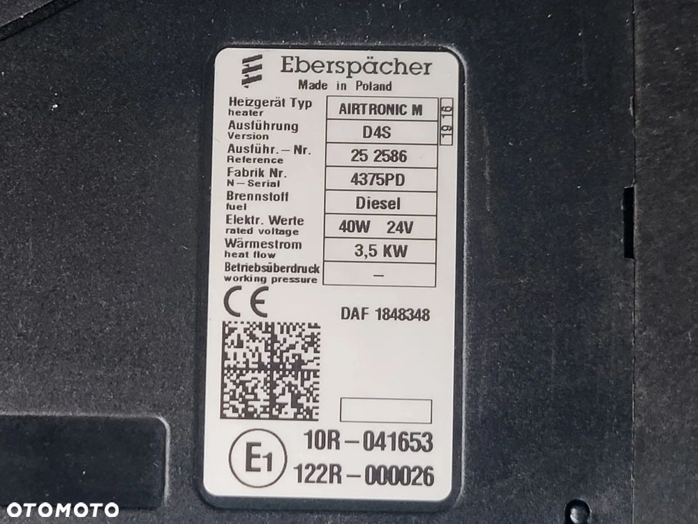 1848348 WEBASTO OGRZEWANIE POSTOJOWE EBERSPACHER  AIRTRONIC M D4S DAF - 3