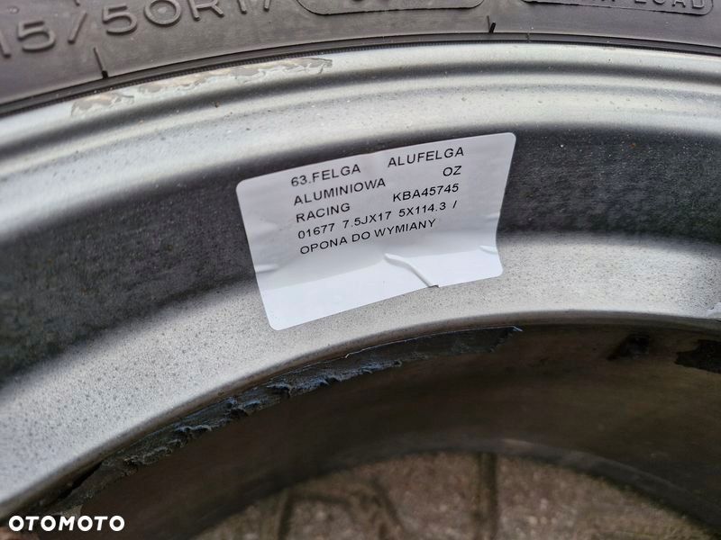 felga aluminiowa alufelga 17 cali oz racing kba45745 01677 7.5jx17 5x114.3 - 5