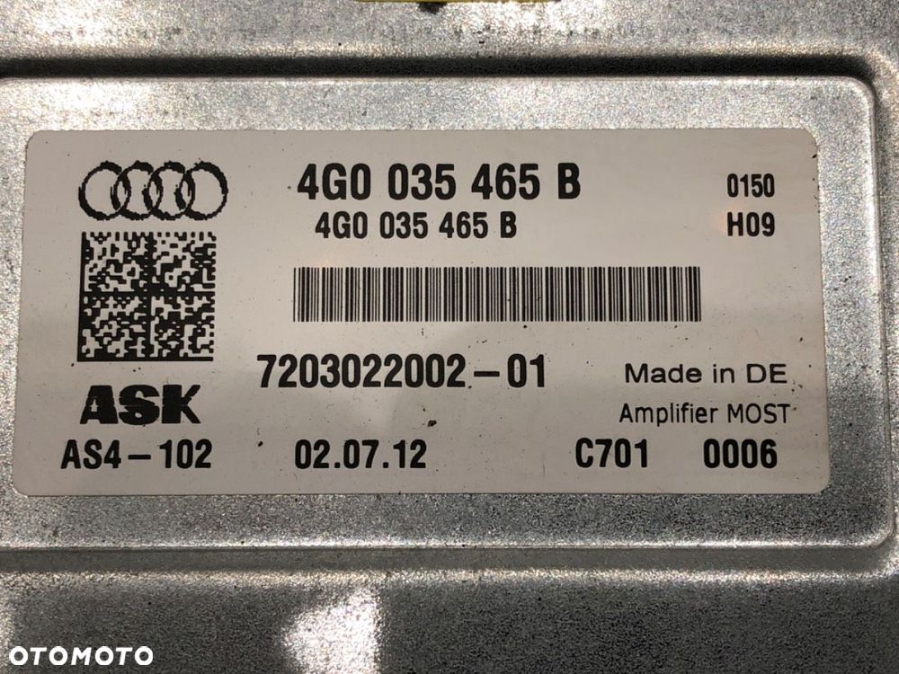 WZMACNIACZ BANG OLUFSEN  AUDI A6 C7 Avant (4G5, 4GD) 2011 - 2018 3.0 TDI quattro 230 kW [313 KM] - 5