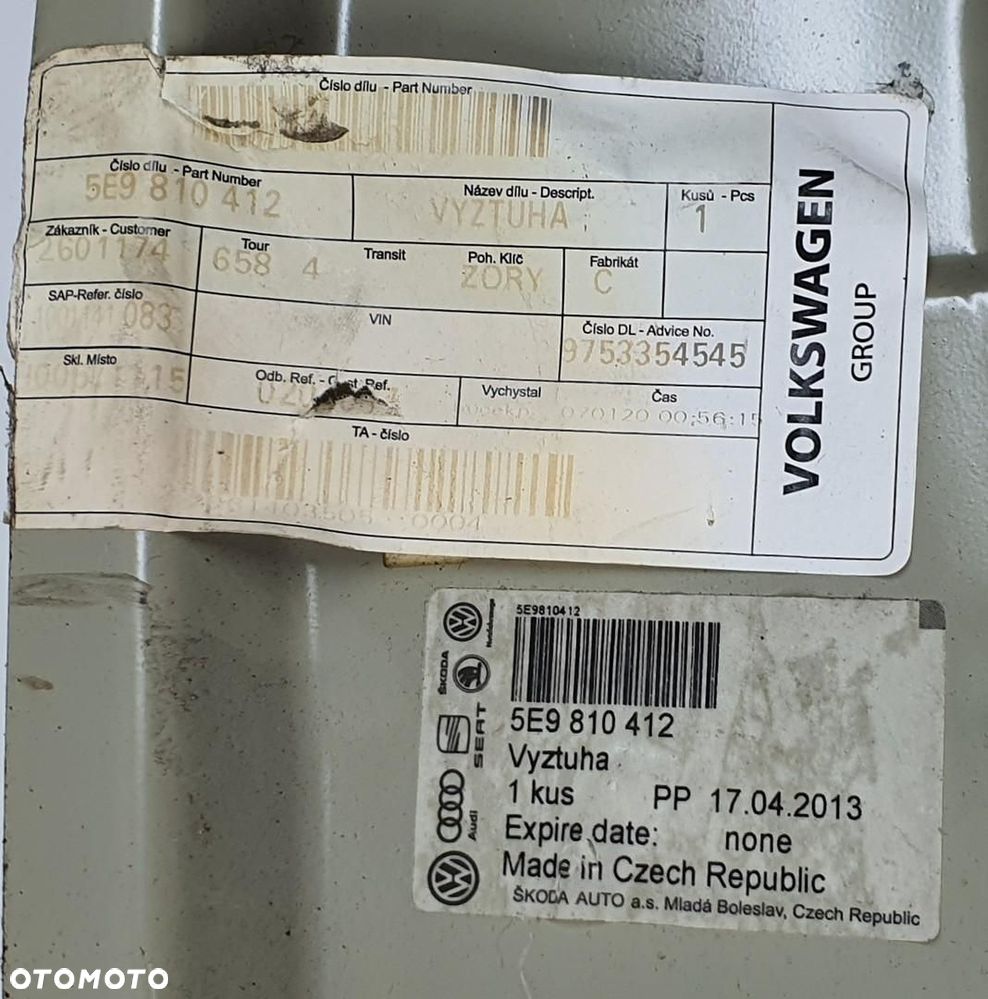 WZMOCNIENIE PAS PRZEDNI SKODA OCTAVIA III 5E9809166 5E9810412 - 4