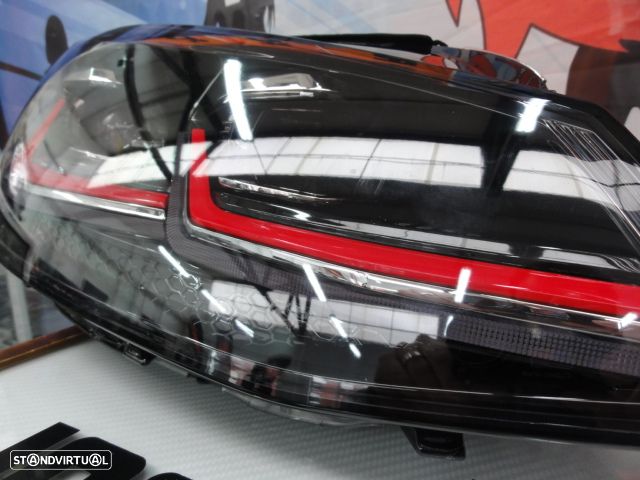 Faróis frontais full Led com pisca dinâmico e welcome light para VW Golf 7 12-17 Look 7,5 com risca vermelha - 7