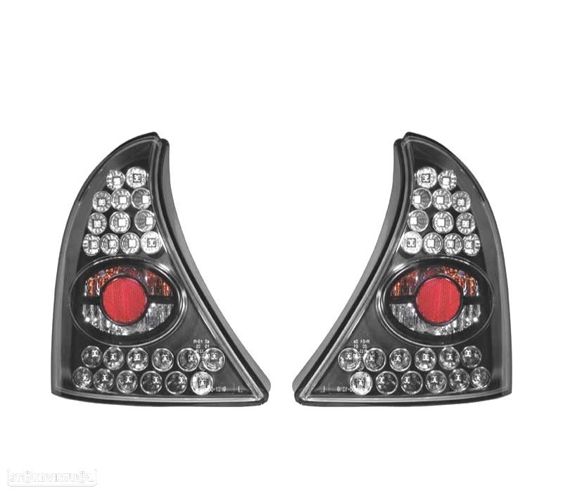 FAROLINS TRASEIROS RENAULT CLIO 98-01 LED FUNDO PRETO - 1