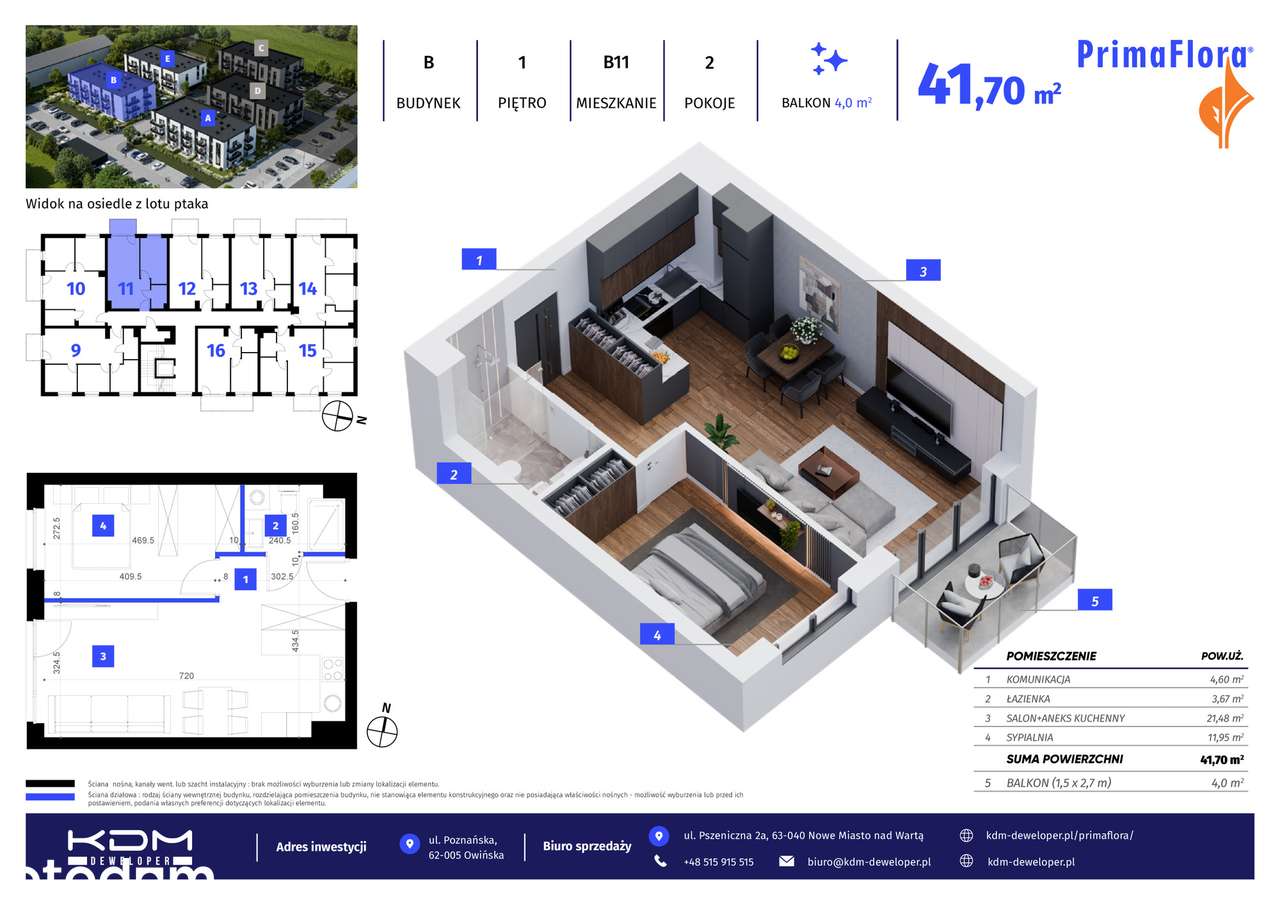 Mieszkanie na sprzedaż, 2 pokoje, 42 m², Owińska