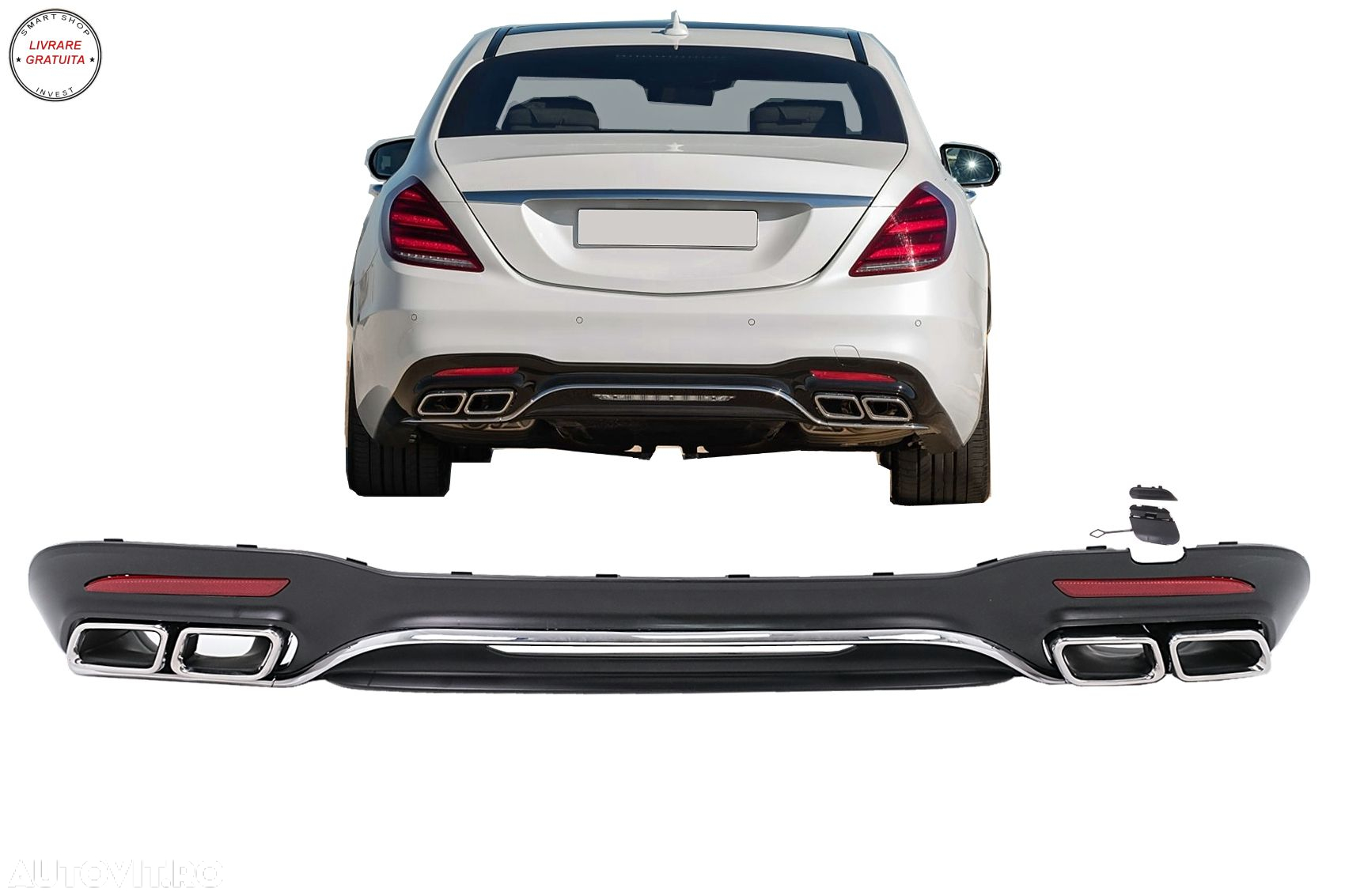 Difuzor Bara Spate Mercedes Clasa S W222 Facelift Sport Line (2017-2020) S63 Desig- livrare gratuita - 12