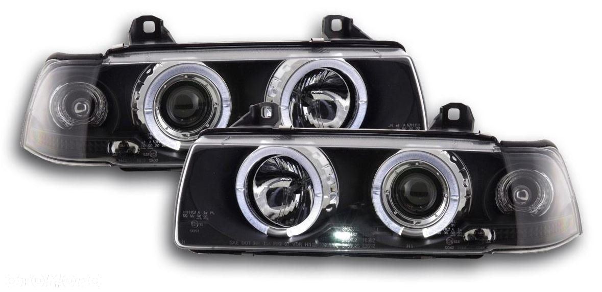 BMW E36 SEDAN LAMPY SOCZEWKOWE ANGEL EYES BLACK - 1