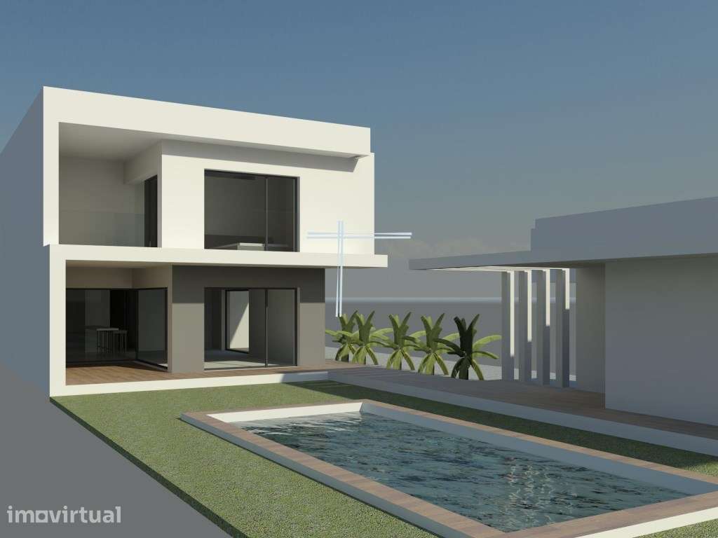 Moradia Geminada T4, arquitetura contemporânea com garagem e piscin... - Grande imagem: 2/54