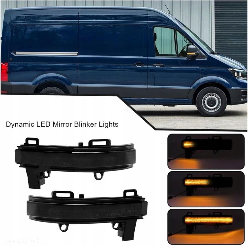 Kierunkowskaz Migacz Lusterko Led Tuning Black VW Crafter II 2 Man TGE 7c - 1