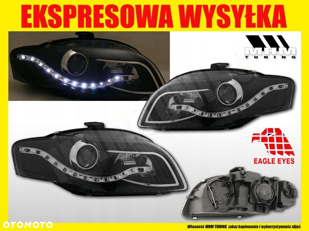 Reflektory lampy kpl pasek diody Led Tuning Black Audi a4 b7 8e 2004-2008 - 3