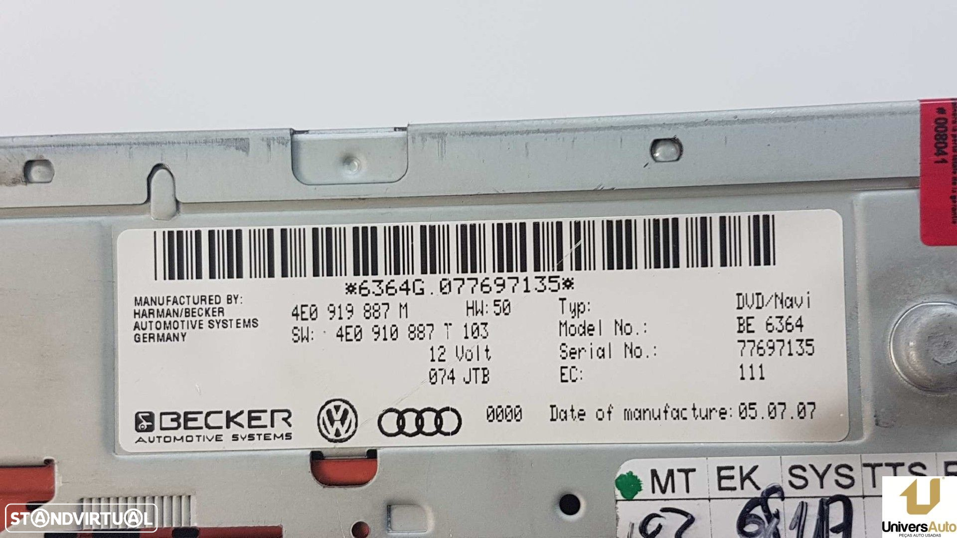 SISTEMA NAVEGAÇÃO GPS AUDI A8 (4E2) 3.0 TDI QUATTRO - 5