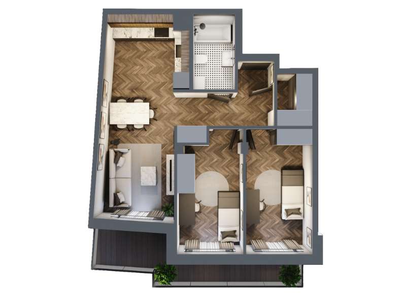 Mieszkanie, 56.37m², 3 pokoje, 7 piętro, B-KLM12-LM68, Nowe Horyzonty