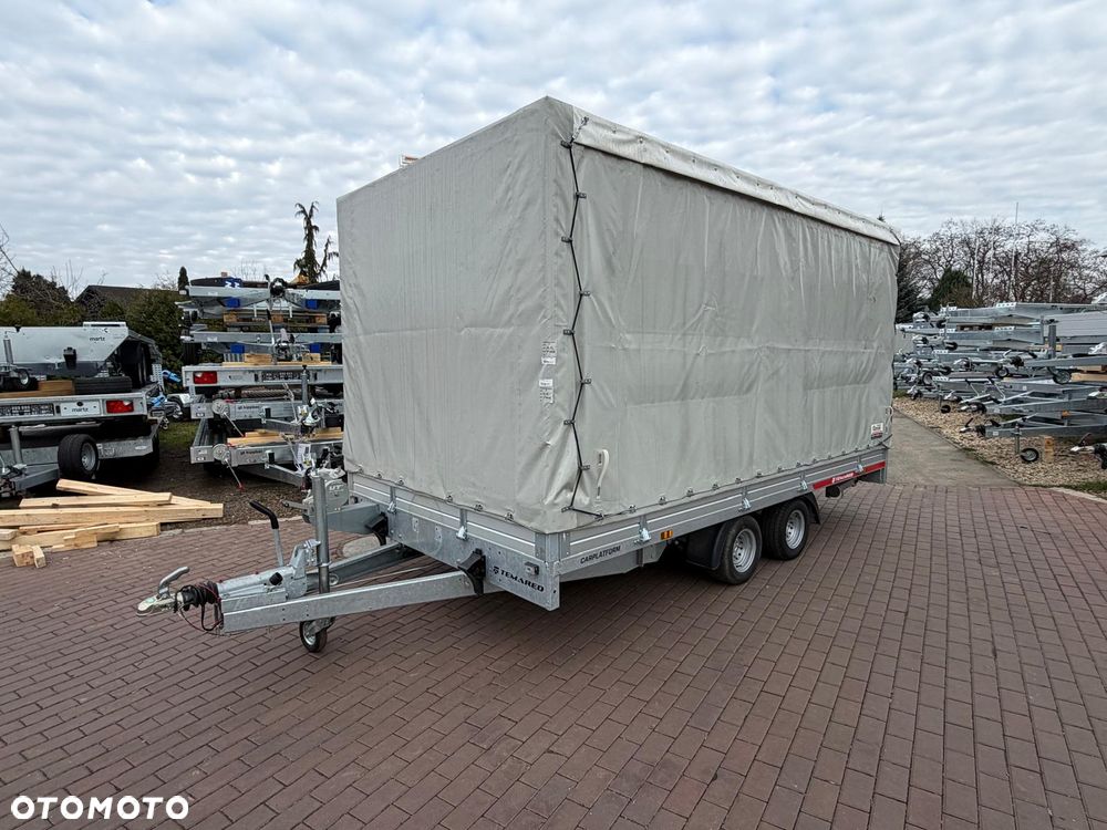 TEMARED Przyczepa Temared Carplatform 4021 406x216x30 cm DMC 2700kg + stelaż i plandeka firanka H170 - 7