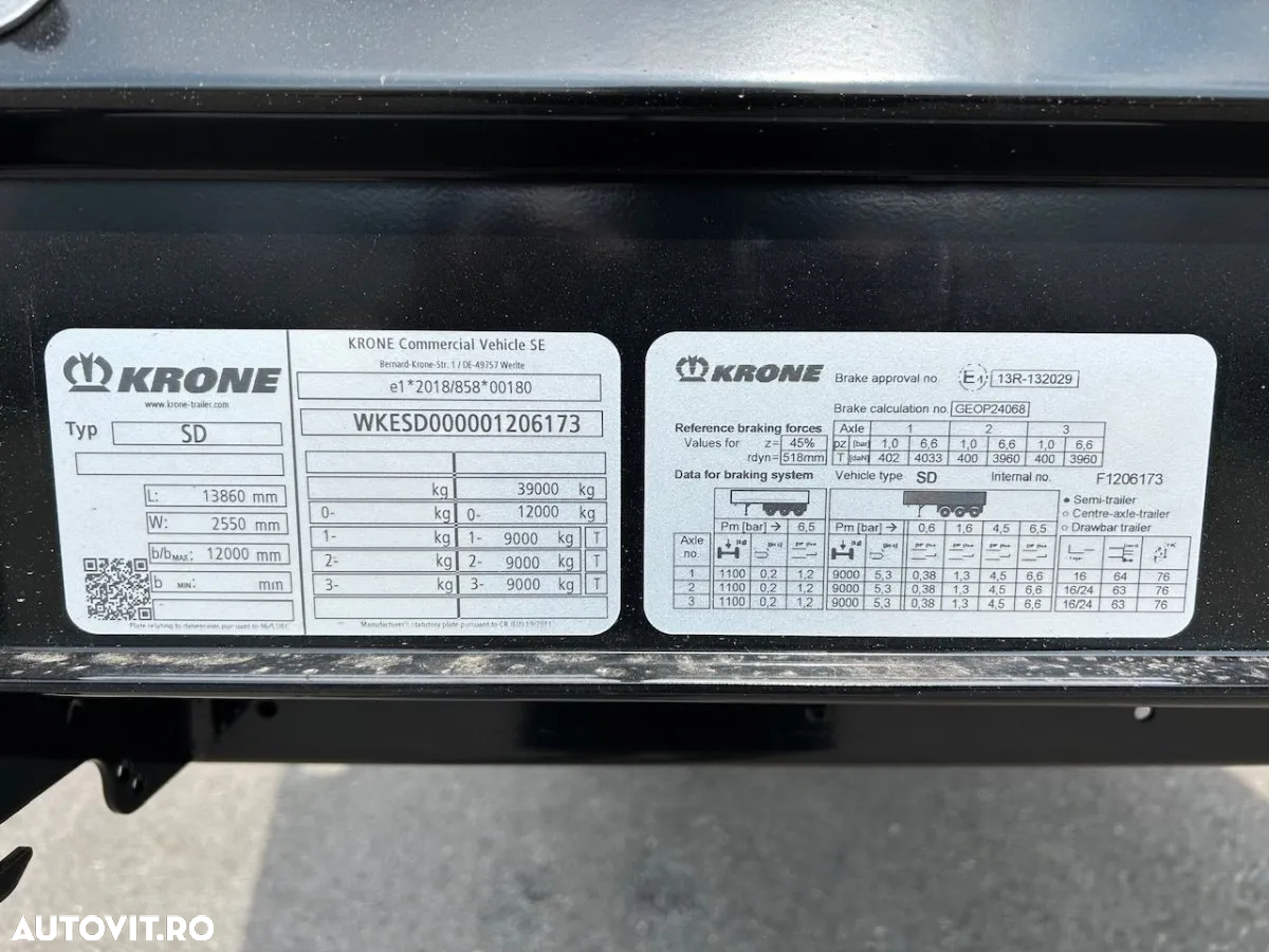 Krone Profi Liner, Obloane 0,73m, lada paleti, Factura externa - 10