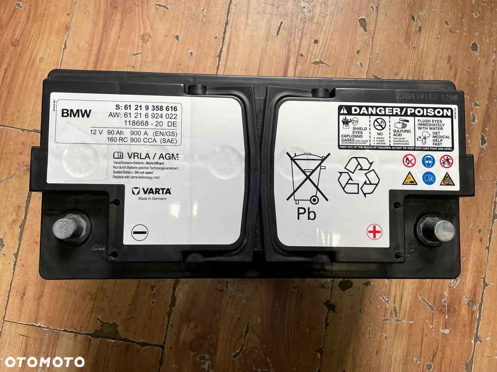 BMW akumulator AGM oryginalny 90 Ah 900 A prawy plus 18r - 1
