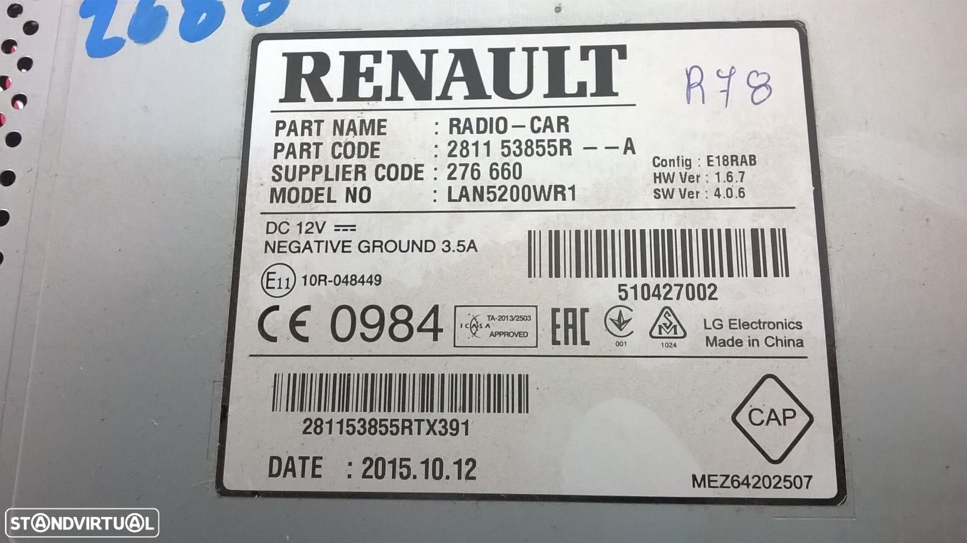 Ecra / Display GPS - 281153855R-A / 281153855R / LAN5200WR1 [Dacia Sandero II St... - 4