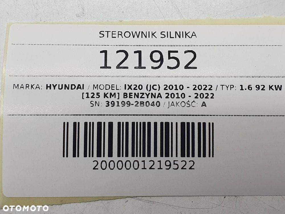 STEROWNIK KOMPUTER SILNIKA 1.6 B HYUNDAI IX20 39199-2B040 - 6